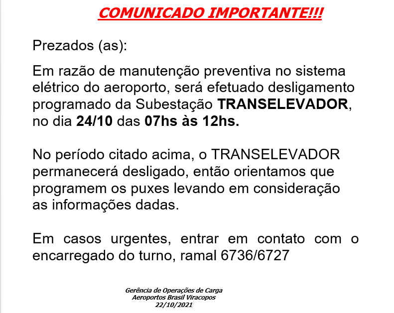 COMUNICADO TRANSELEVADOR