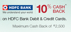 Shop on the app and get 10% Cash Back on HDFC bank debit and credit cards