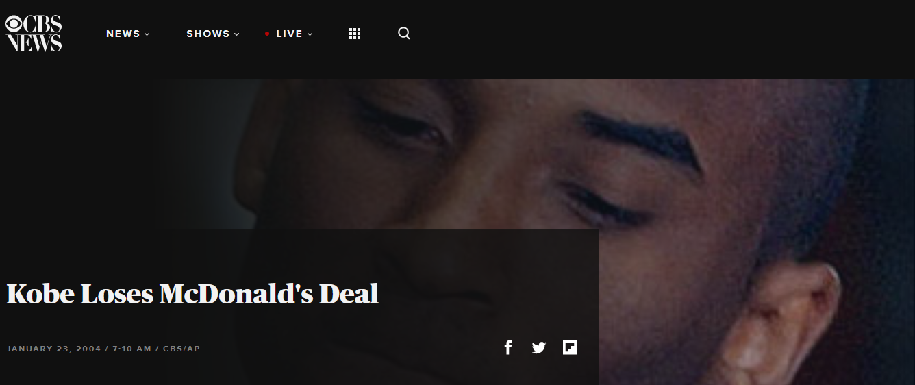 CBS: Kobe Loses McDonald's Deal