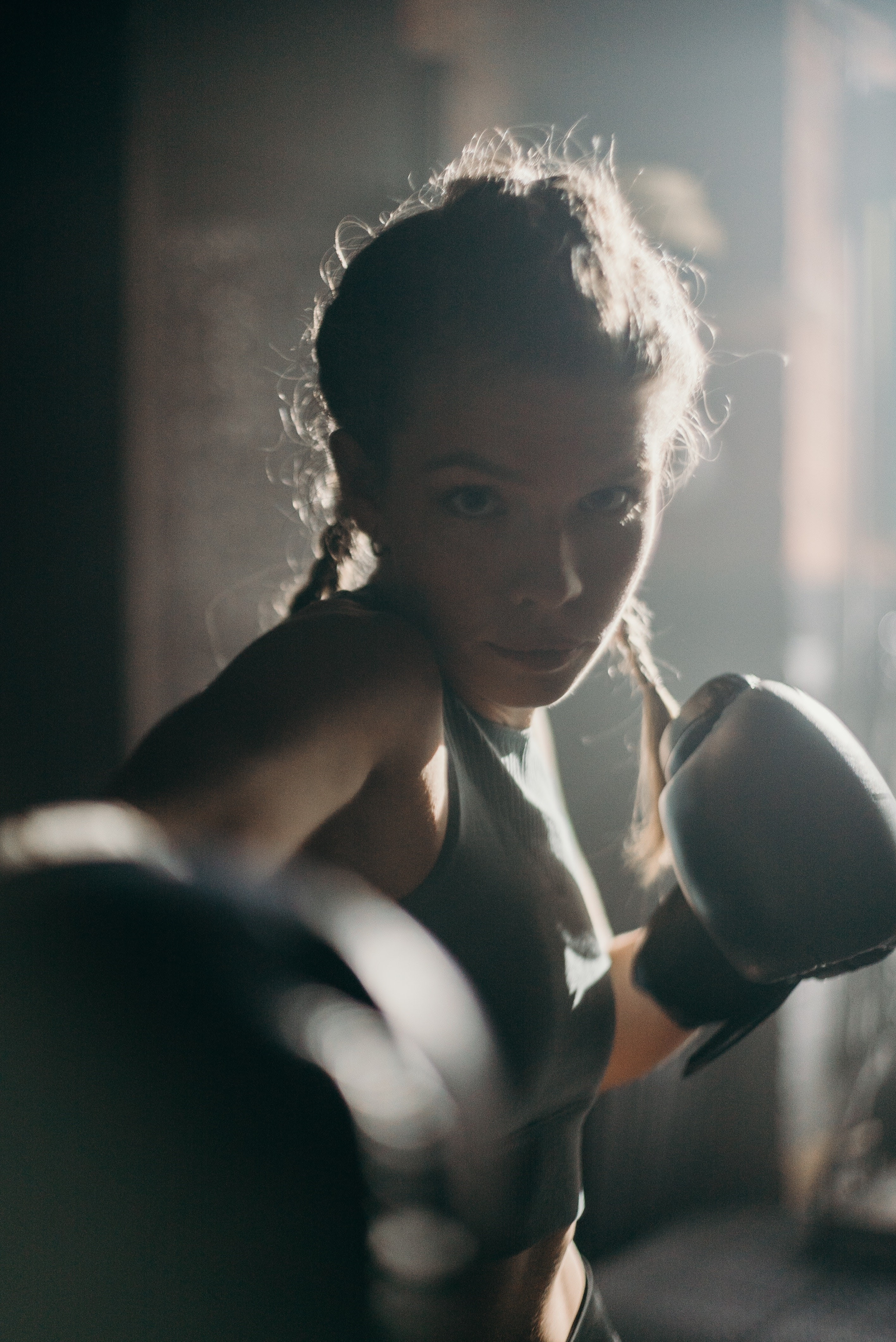 girl throwing punch