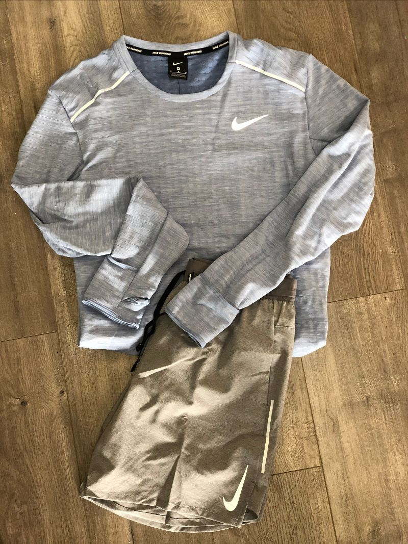 Nike Men's long sleeve top and running shorts.