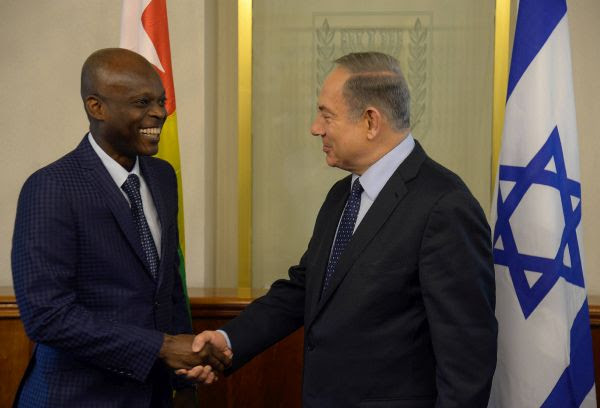 Togolese Foreign Minister Robert Dussey meets in Jerusalem with Israeli Prime Minister Benjamin Netanyahu