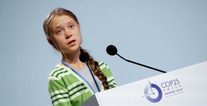 Greta Thunberg en su discurso en la Cumbre del Clima./ REUTERS