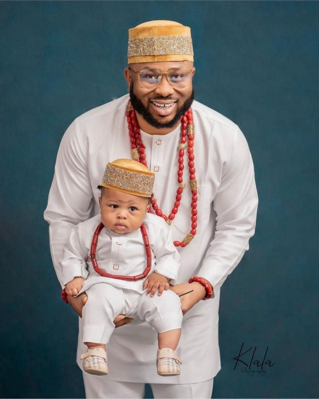 Olakunle Churchill and Rosy Meurer show their son