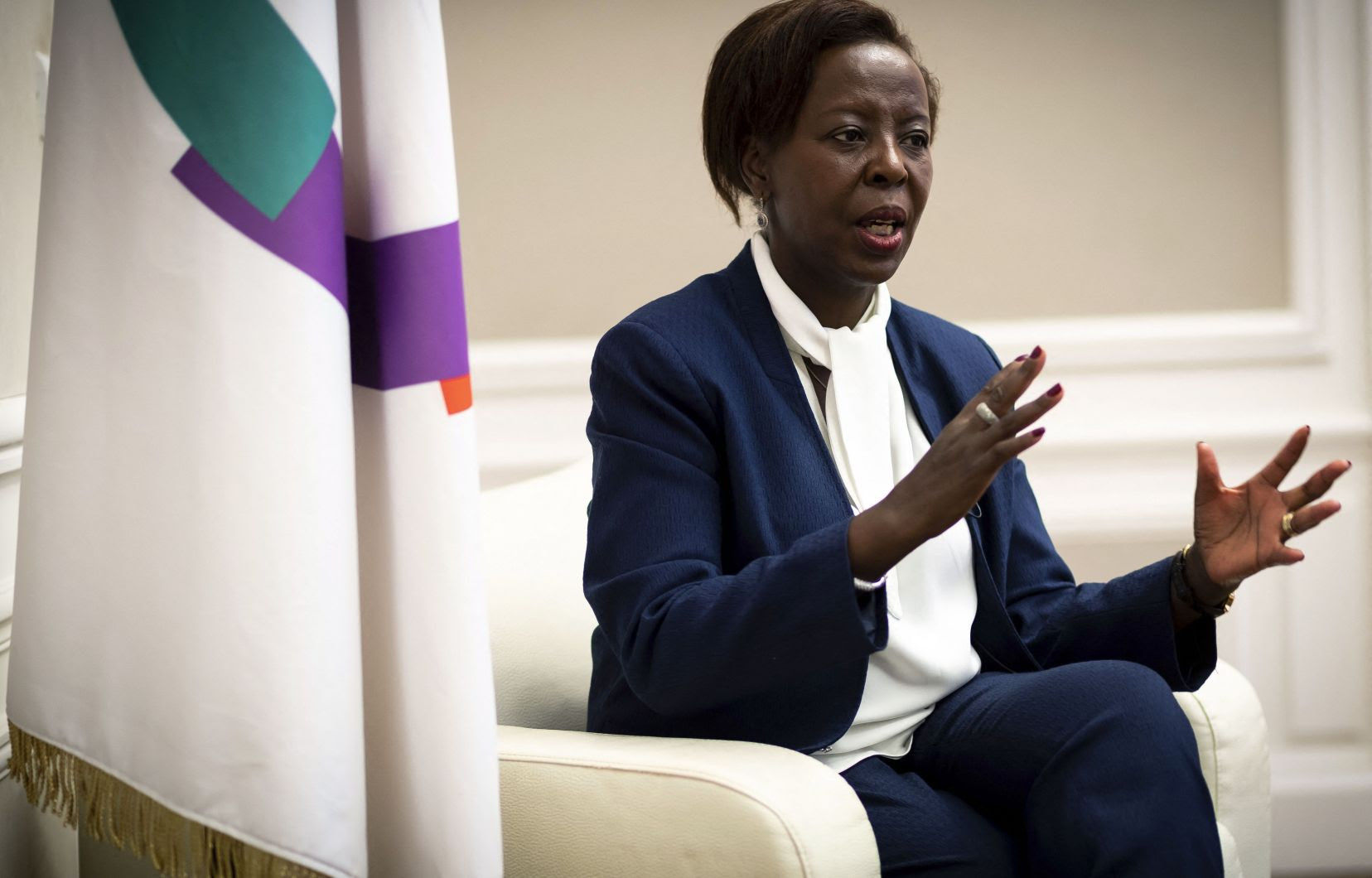 « C’est une injonction que je n’ai pas appréciée, surtout de la part d’un ambassadeur. Mais on va essayer d’aplanir tout ça », a déclaré lundi Louise Mushikiwabo. On la voit ici en 2019.