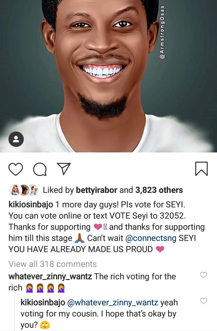 Kiki Osinbajo responds to IG user who criticized her for campaigning for BBNaija