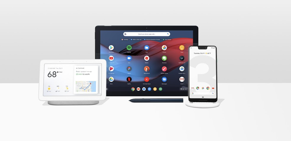 Home Hub, Pixel Slate e Pixel 3, novos produtos lançados pelo Google — Foto: Divulgação/Google