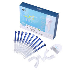 YFM Teeth Whitening Kit W / DIODO EMISSOR de Luz 2 Boca Bandeja 10 Branqueamento Gel Casa Sistema de Dentes Branqueador Cuidados Com Os Dentes