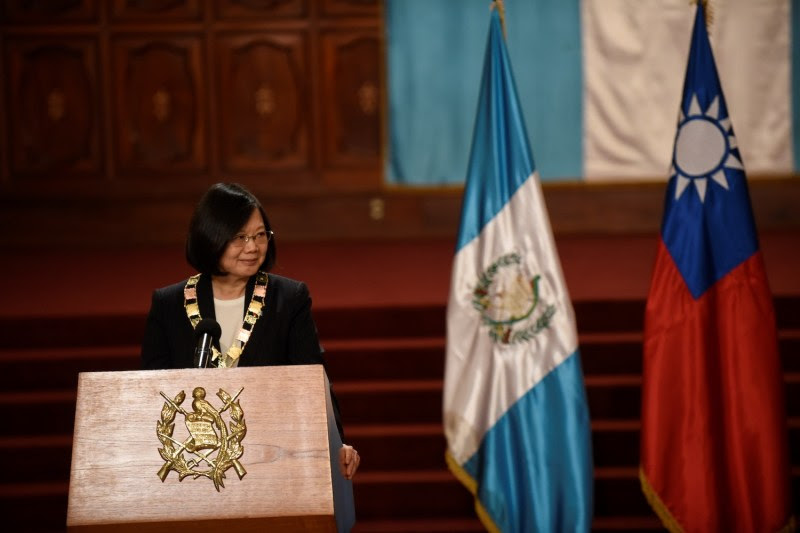 Taiwanese President Tsai Ing-wen speaks during a press conference at the Culture Palace in Guatemala City on Jan. 11, 2017.