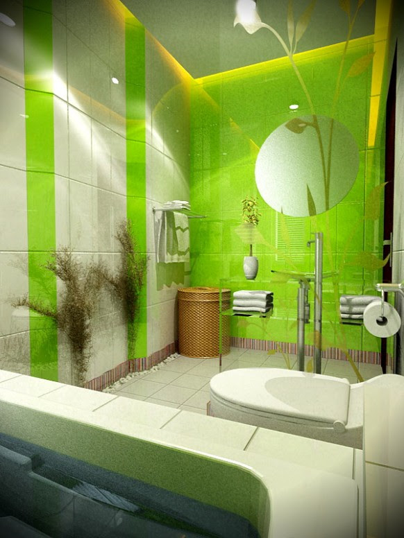 $ديكورراات حمامات جديدة <الجزء الاول> Green-and-White-bath-by-4bedDesign-582x776