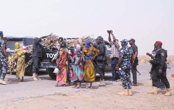 Governor Zulum stops his convoy to help women gathering firewood (photos)