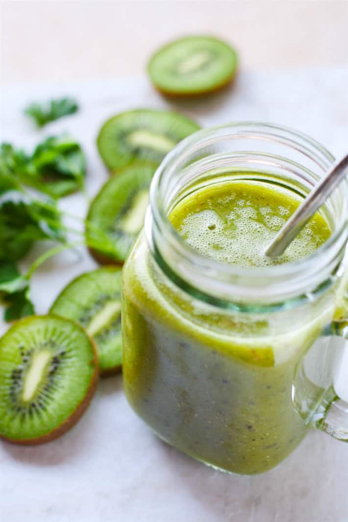 Give your digestion a little TLC with this Kiwi Super Green Smoothie! Super ingredients that are paleo and vegan friendly, healthy, and nourishing. A green smoothie that does a body good. Simply delicious and refreshing!