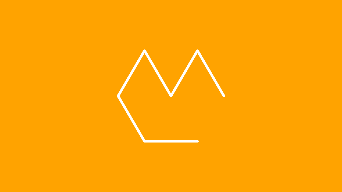 M-shaped widget on yellow background.