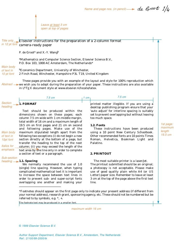 Elsevier paper format