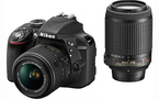 Nikon D3300(with AF-S 18-55 mm + AF-S 55-200 mm VR Kit) (Get 6000 Cashback)