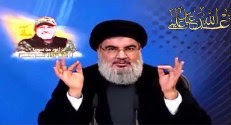 Hezbollah leader Hassan Nasrallah speaking last Friday / Screenshot