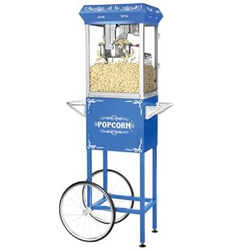 Great Northern Popcorn Blue 8 oz. Ounce Foundation Vintage Style Popcorn Machine and Cart