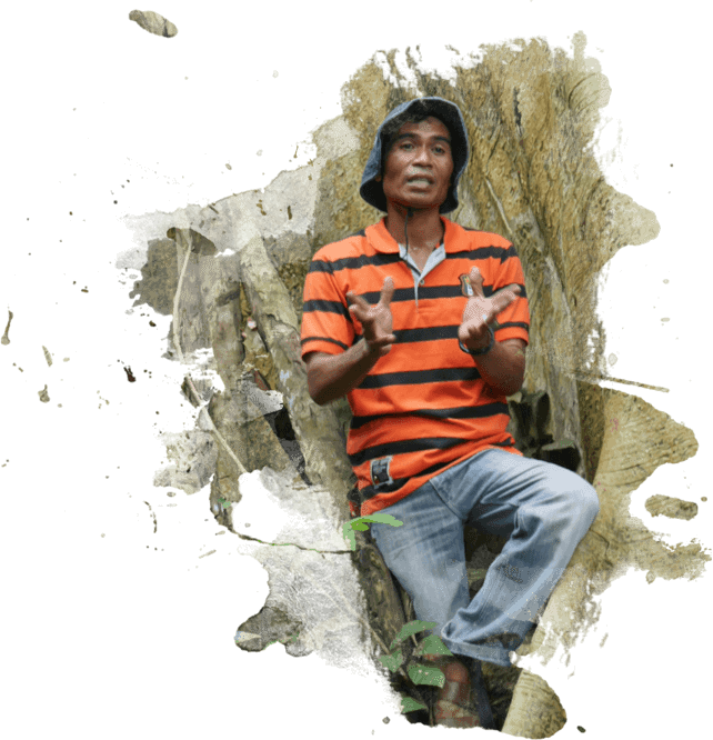 Women in yellow raincoat works with honecomb