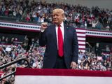 President Trump held a campaign rally Monday at SNHU Arena in Manchester, New Hampshire. (Associated Press)