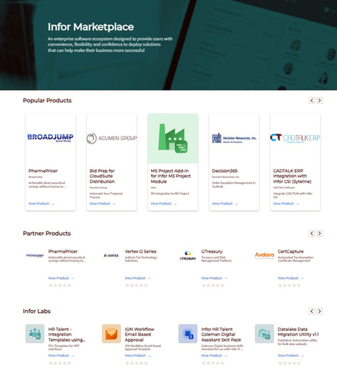 Marketplace homepage