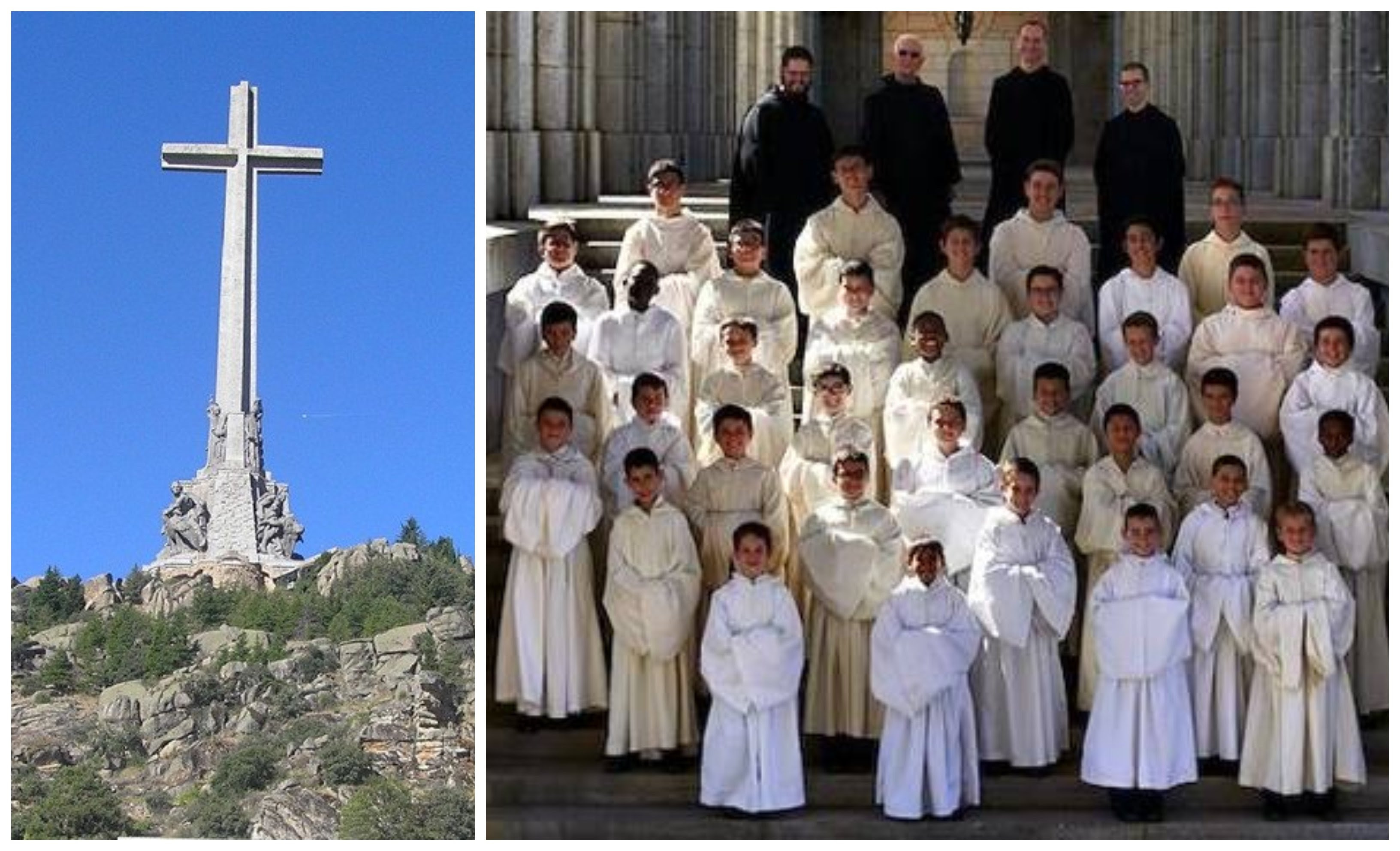 La cruz del Valle de los Caídos y la Escolanía de los benedictinos
