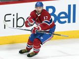 Montreal Canadiens&#39; Ilya Kovalchuk celebrates after scoring during overtime period NHL hockey game action against the Toronto Maple Leafs in Montreal, Saturday, Feb. 8, 2020. (Graham Hughes/The Canadian Press via AP) ** FILE **