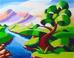 Mark Webster - Abstract Geometric Futurist Mountain River Landscape Oil Painting - Posted on Friday, December 12, 2014 by Mark Webster