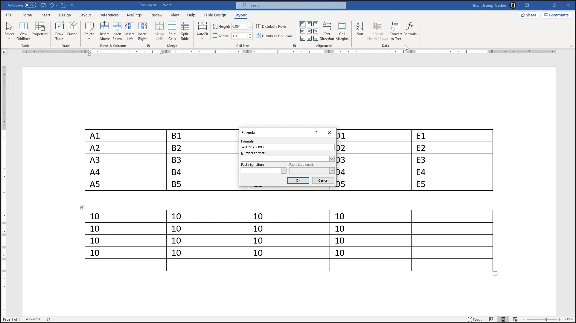 Insert Table Formulas in Word Instructions and Video Lesson