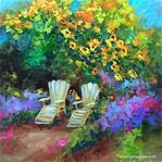 French Rest Stop Sunflower Garden - Flower and Landscape Paintings by Nancy Medina Art - Posted on Friday, January 16, 2015 by Nancy Medina