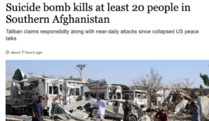 Associated Press: “Suicide bomb kills at least 20 people in Southern Afghanistan”