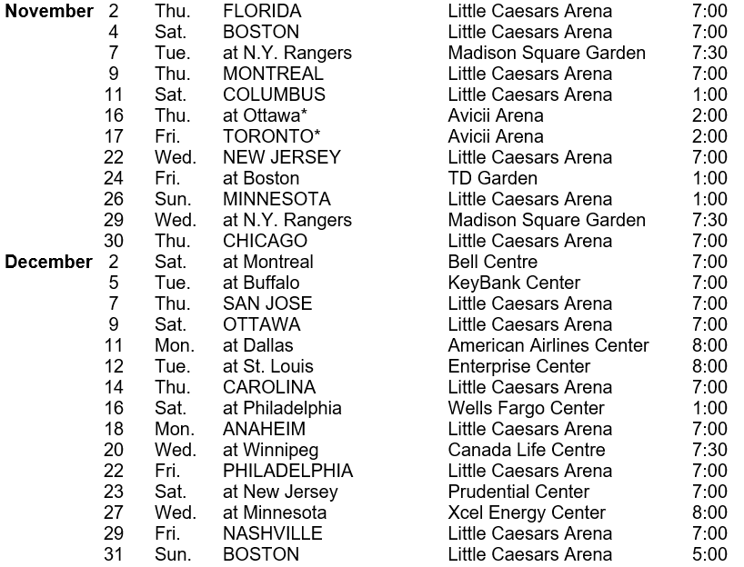 Your 202324 Detroit Red Wings Schedule