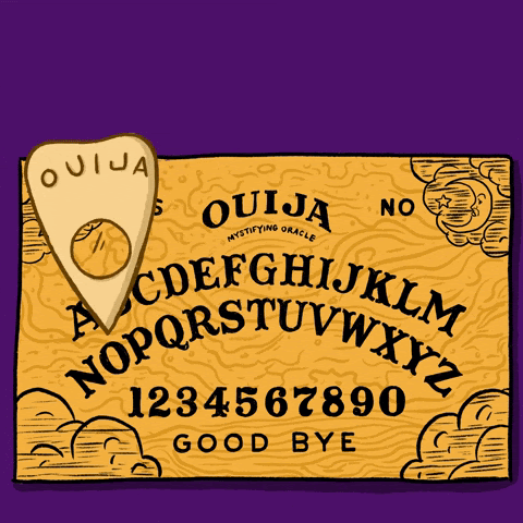 Image of a ouija board where the the letters spell out "go vote" 