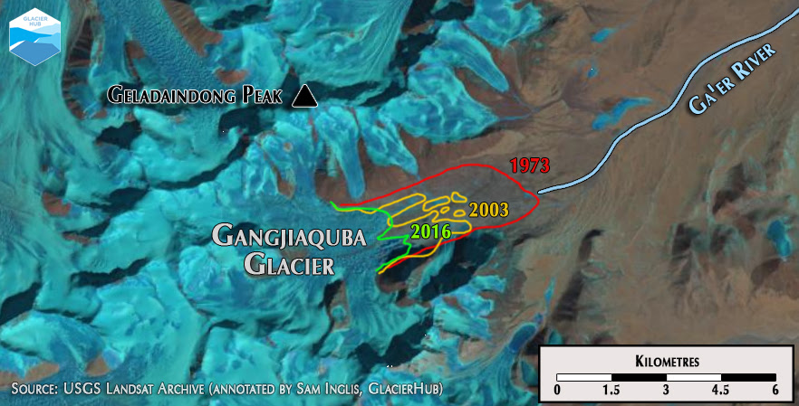 The Gangjiaquba Glacier, source of the Tongtian River (Source: USGS Landsat Archive)