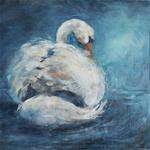 In Silent Blue Waters - Original Oil Painitng of Swan - Posted on Monday, January 19, 2015 by Deb Kirkeeide