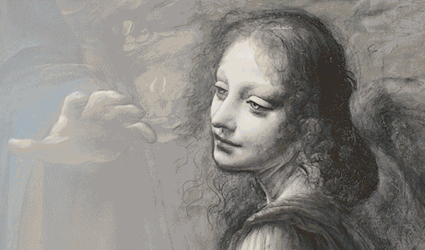 Detail from Leonardo da Vinci, 'The Virgin of the Rocks', about 1491/2-9 and 1506-8 The National Gallery, London