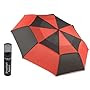 Brooklyn Basix DriRun Premium Travel Umbrella - Auto Open Close - Stylish Two Toned Double Vented Canopy - Compact Light & Easy To Carry Red/Charcoal