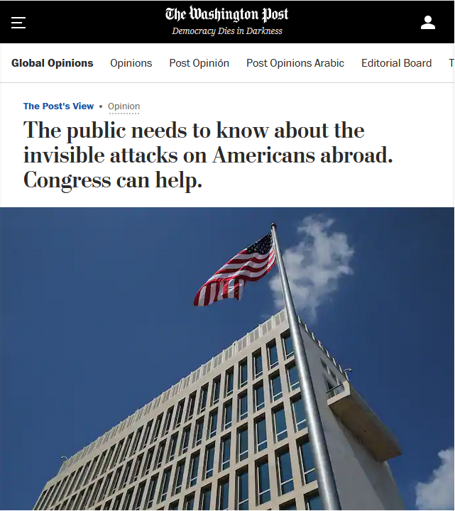 WaPo: The public needs to know about the invisible attacks on Americans abroad. Congress can help.
