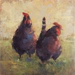 Out For A Stroll - Original chicken oil painting by Deb Kirkeeide - Posted on Monday, January 26, 2015 by Deb Kirkeeide