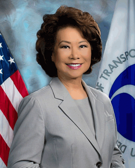Người con gái lớn của Triệu Tích Thành, hiện là Bộ trưởng Giao thông Hoa Kỳ Triệu Tiểu Lan. (Ảnh: Wikidia Commons)