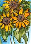 ACEO Three Sunflowers Illustration Painting Stylized Watercolor Penny StewArt - Posted on Thursday, March 26, 2015 by Penny Lee StewArt