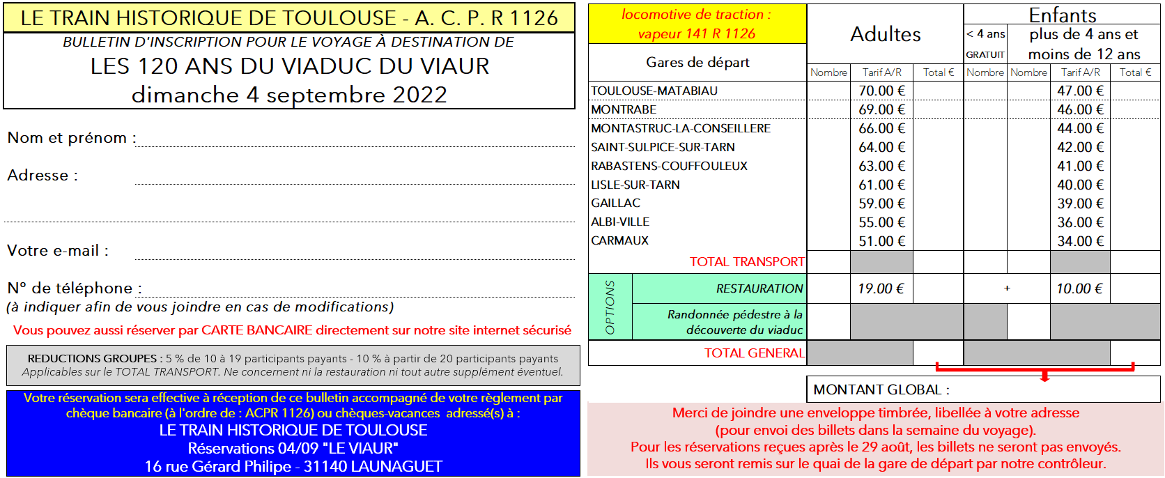 Bulletin d'inscription LE VIAUR 04 09 2022
