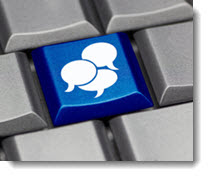 key on computer keyboard depicting discussion forum