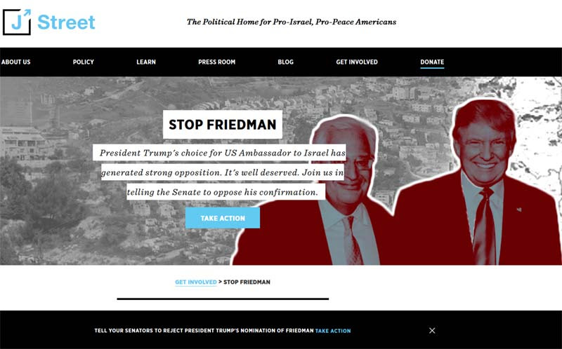 J Street's campaign to stop the Friedman confirmation