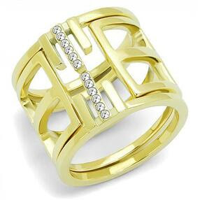 TK3198 - IP Gold(Ion Plating) Stainless Steel Ring with Top Grade Crystal  in Clear