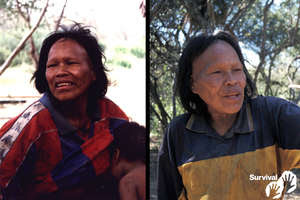Ibore Picanerai en buen estado de salud cuando fue forzada a salir de la selva en 1998 (izquierda), y aquejada de una enfermedad parecida a la tuberculosis en 2003 (derecha). Falleció como consecuencia de ella en el año 2009.