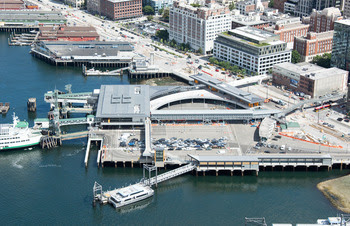 Aerial view of Colman Dock in Seattle