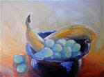 Fruit  Still Life, Daily Painting, Small Oil Painting, "Banana and Grapes" by Carol Schiff - Posted on Friday, December 19, 2014 by Carol Schiff