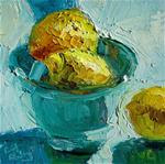 Lemons, Aqua Cloth and Bowl - Posted on Tuesday, January 6, 2015 by Carol Steinberg