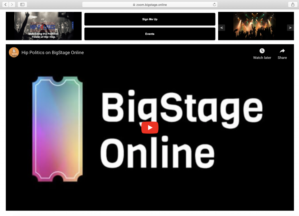 Recorded virtual event, presented later with action buttons on BigStage Online.
