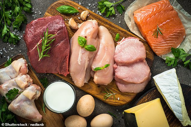 Research from King's College London also stated that animal protein (pictured) is more effective than plant protein in preventing muscles wasting away